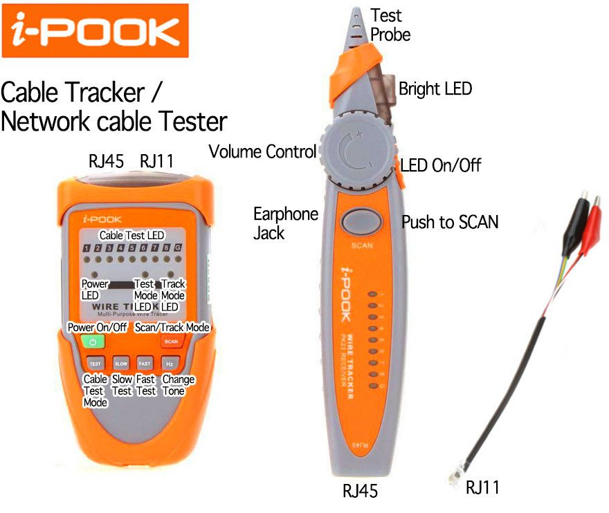 Docooler *#Docooler Original i-POOK PK65H Multi-purpose Wire Tracker Cable Tester w/ Adjustable Sensitivity