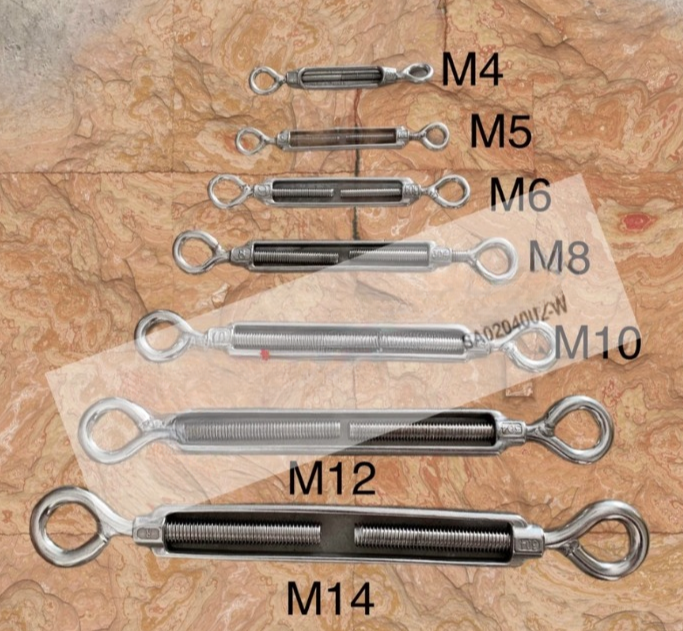 STAINLESS STEEL 304 ADJUST CHAIN RIGGING HOOKS & EYE TURNBUCKLE WIRE ROPE TENSION DEVICE LINE OO TYPE M4 M14