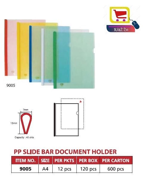 CBE9005 A4 PP Slide Bar Document Holder / Document Folder / Report Cover RTSB (,BLUE,RED, GREEN, WHITE, YELLOW ,)