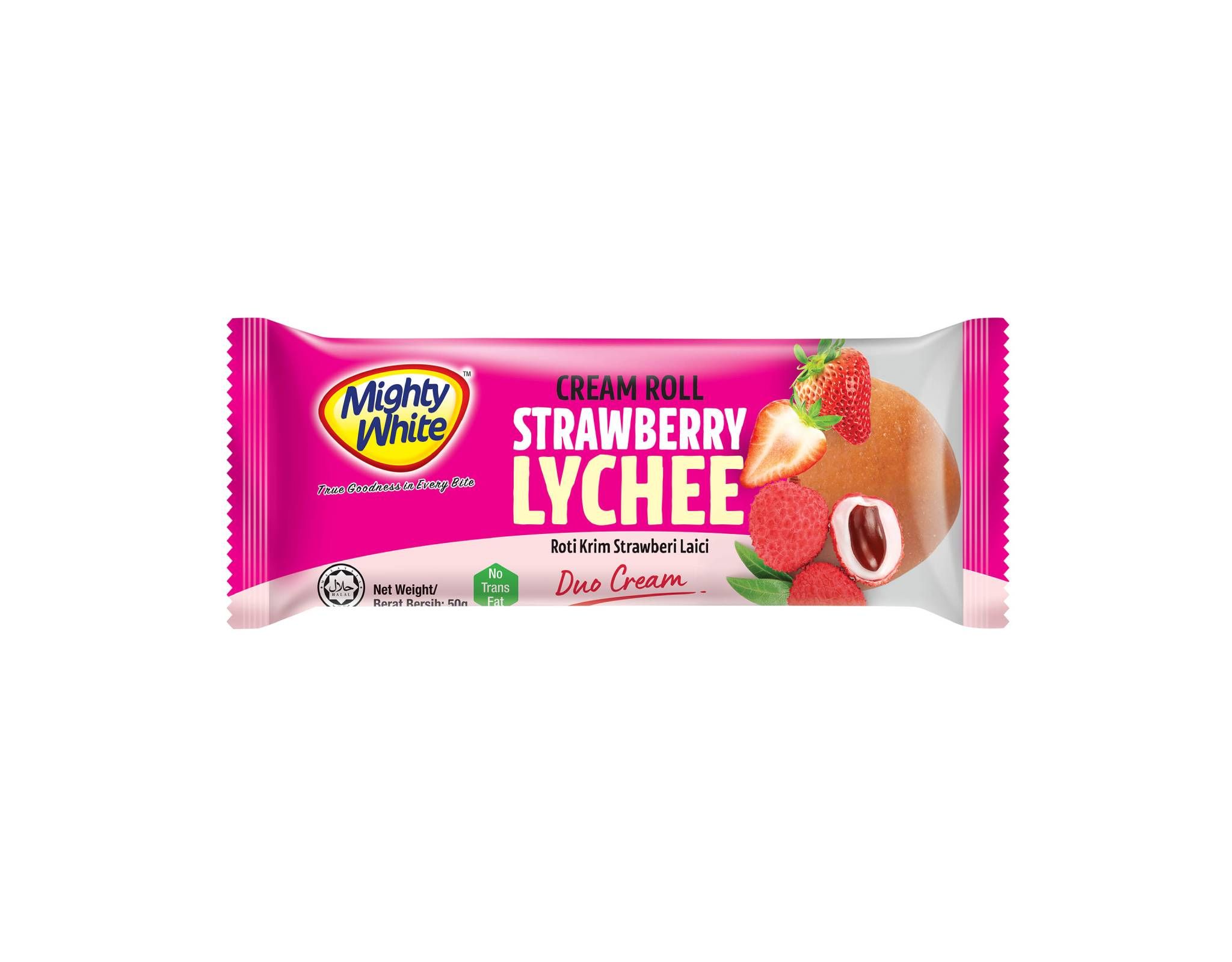 Mighty White Bread Strawberry Lychee Cream Roll 50G