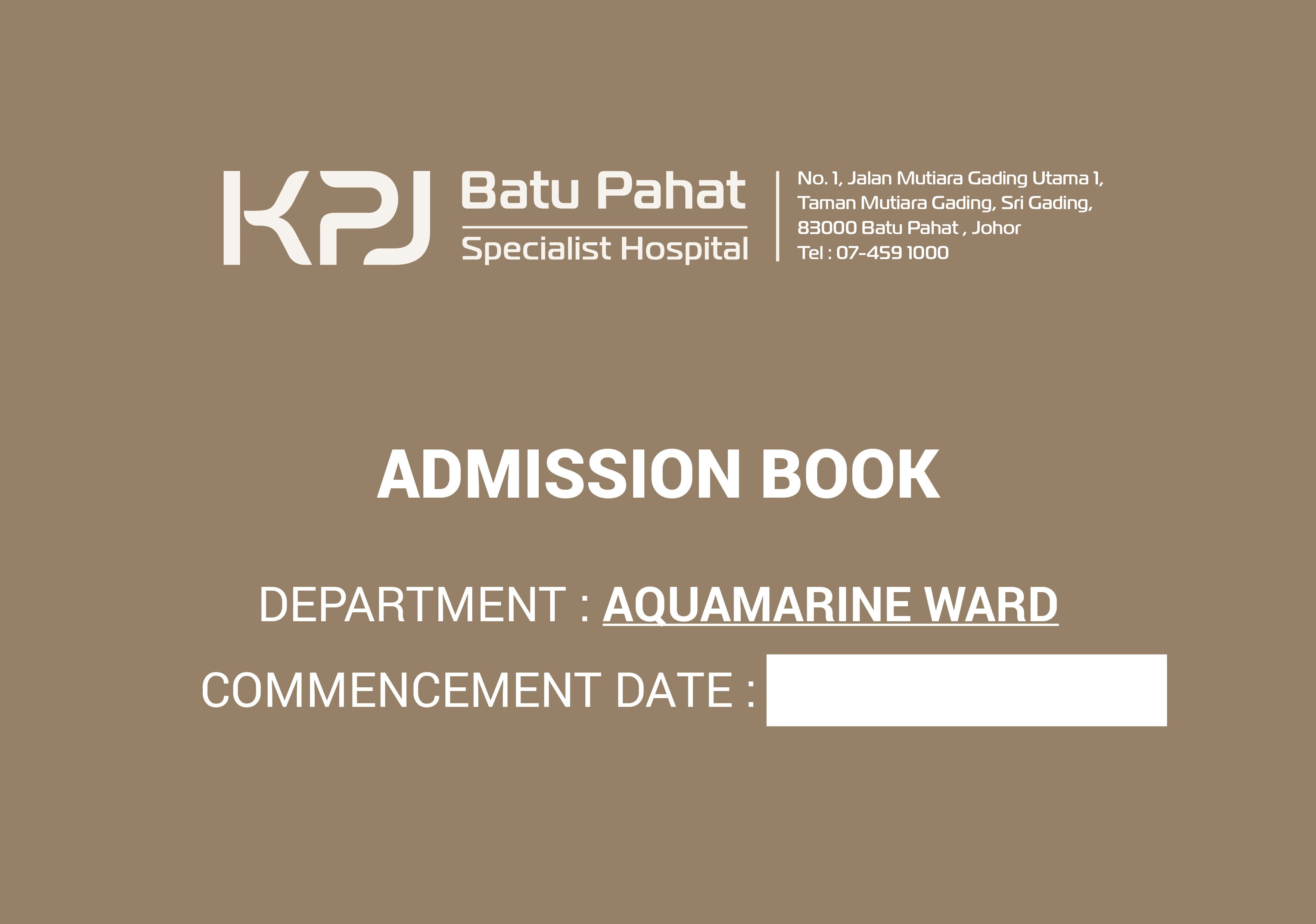Hardcover Admission Book Aquamarine Ward