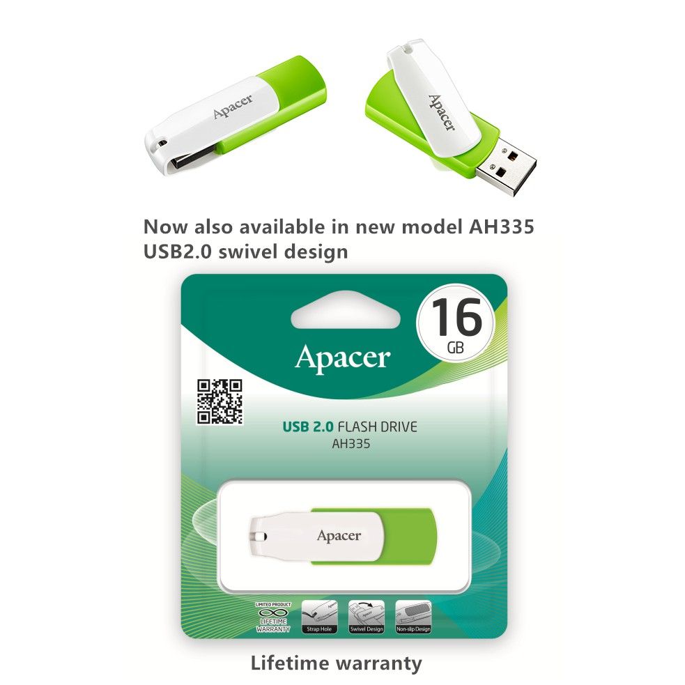 Apacer 16GB USB2.0 Flash Drive AH335 /Apacer /16GB /Flash Drive /USB 2.0 /AH335 /Storage