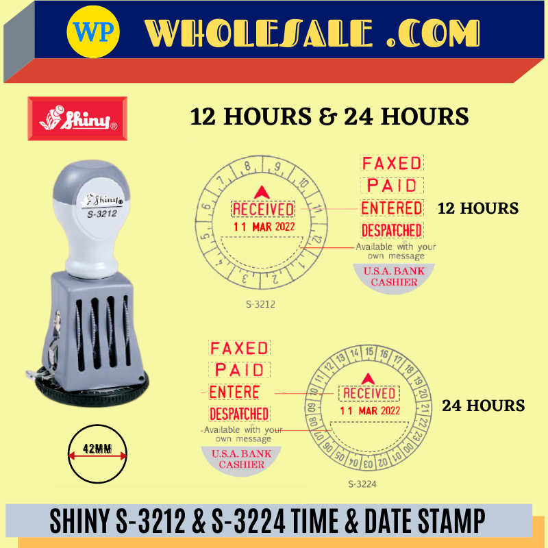SHINY S-3212 & S-3224 TIME & DATE STAMP WITH RUBBER S3212/S3224 / Shiny / Stamp / Time Stamp / Date Stamp / Date Chop / Rubber Stamp
