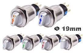 19mm 2 3 position Metal Selector Rotary Switch Latching Push Button Switch SPDT with 12V 220v LED Illuminated Switch 1NO1NC ON OFF