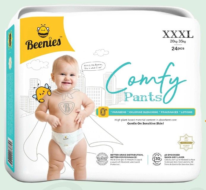 Beenies Diapers Comfy Pants Jumbo Pack  / Lampin Bayi Diapers Jenis Seluar M / L / XL / XXL / XXL / XXXL - 1 packs XXXL24Pants 1PackNew SL-11110-11113-NEW-KK