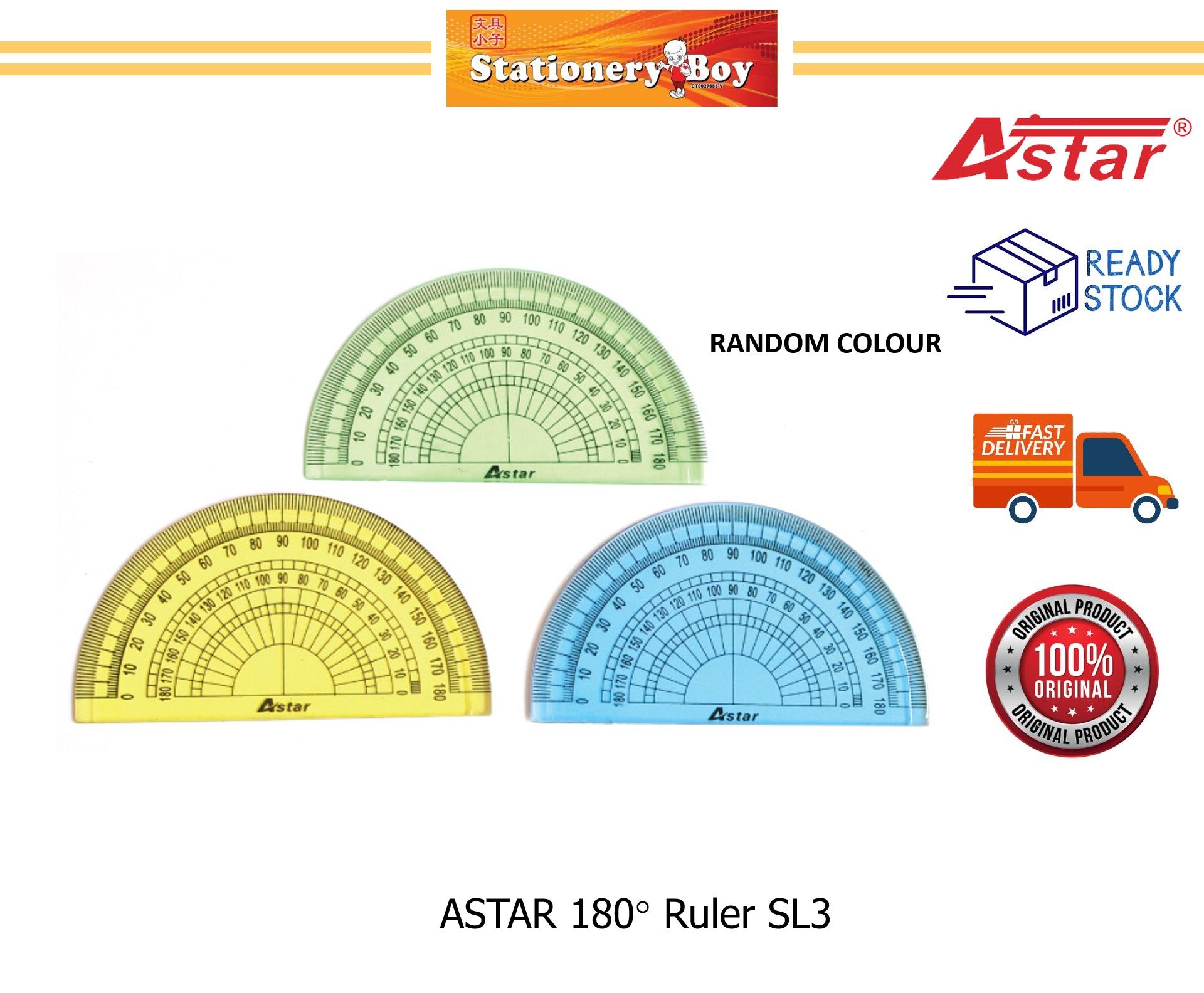 ASTAR 180 Degree Ruler SL3 Protractor / Protraktor