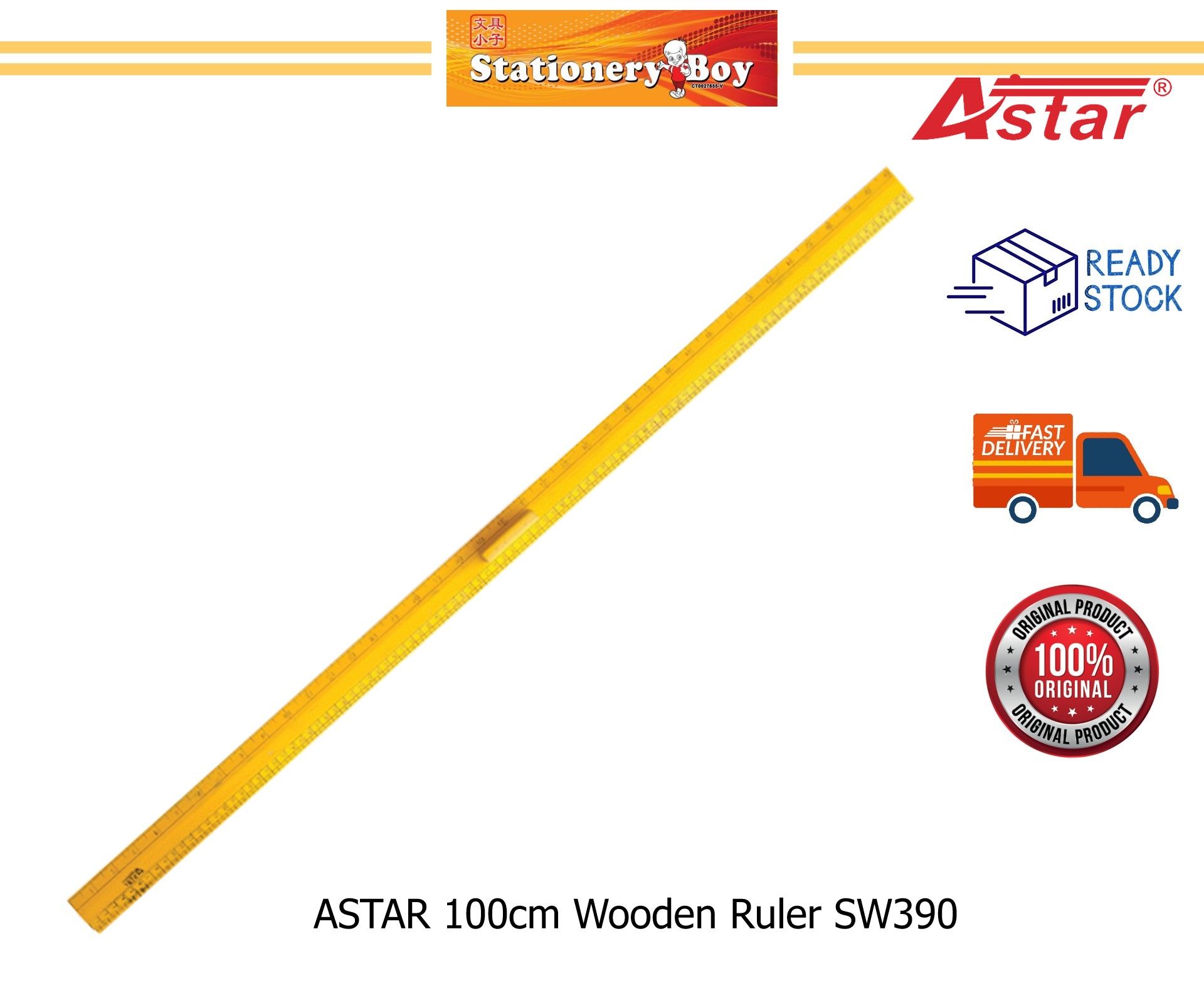 ASTAR Wooden Ruler 100cm SW390 / Pembaris Kayu