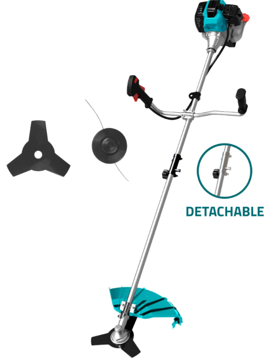 TOTAL TP5434421 GASOLINE GRASS TRIMMER AND BUSH CUTTER (THIS MACHINE IS DESIGNED WITH 2 INTERCHANGEABLE FUNCTIONS TO CUT GRASS AND BUSH.)