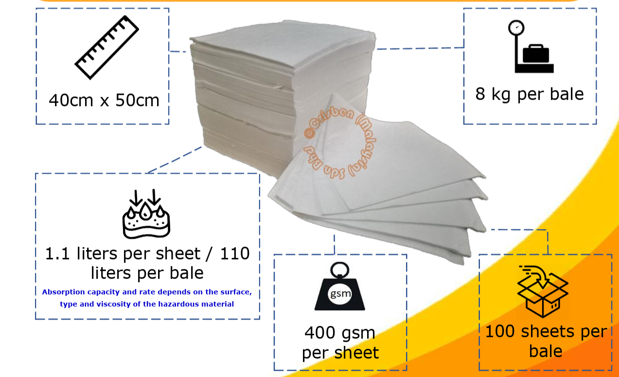 CRISBEN OIL ABSORBENT PADS NON WOVEN OPC100
