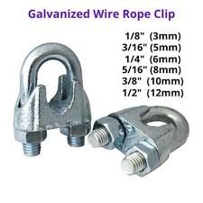 GALVANIZED WIRE ROPE CLIP OR U-BOLT CLAMP OR CLIP FOR CLAMPING THE WIRE ROPE
