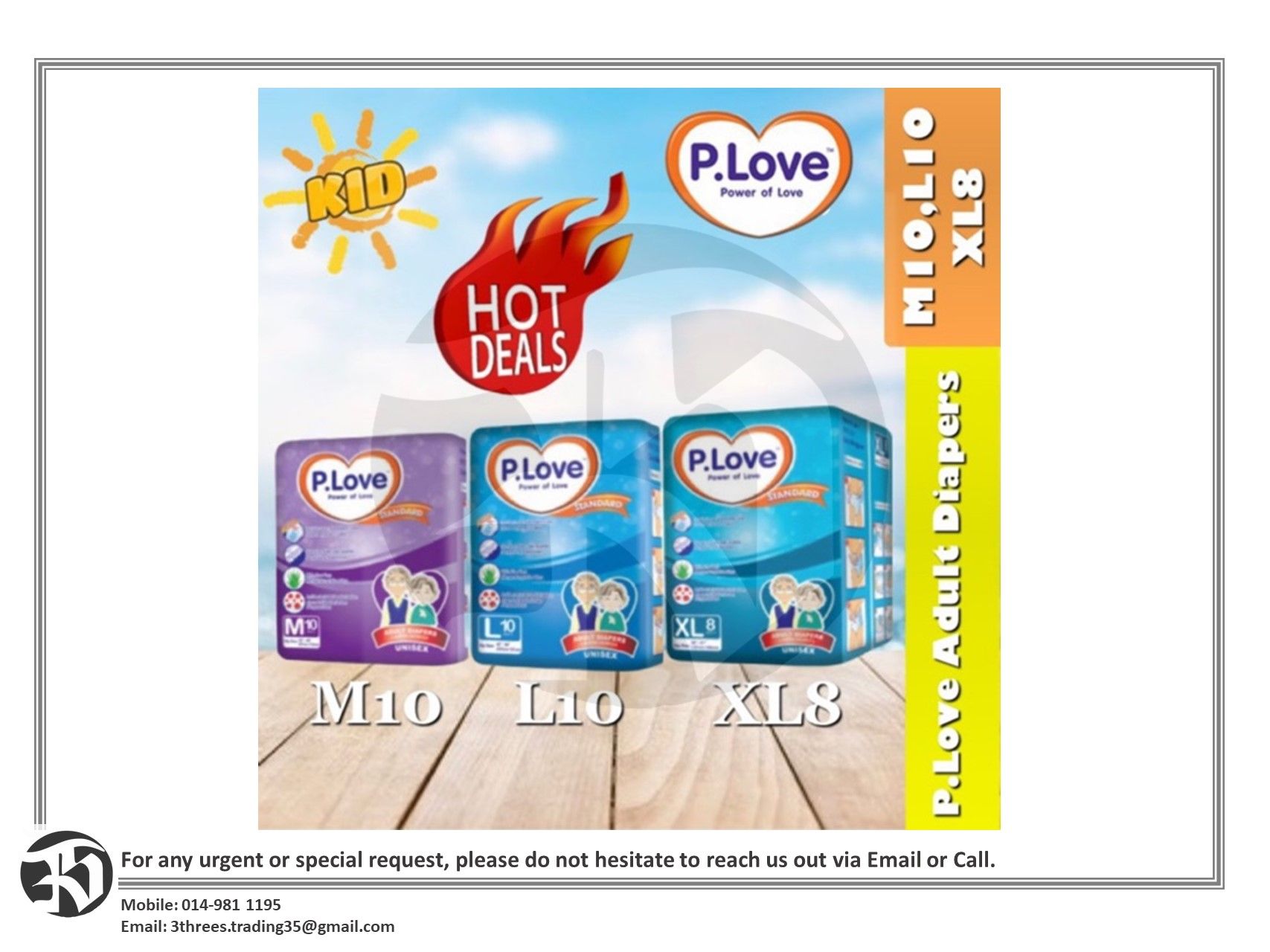 ADULT DIAPER P. LOVE STANDARD LG