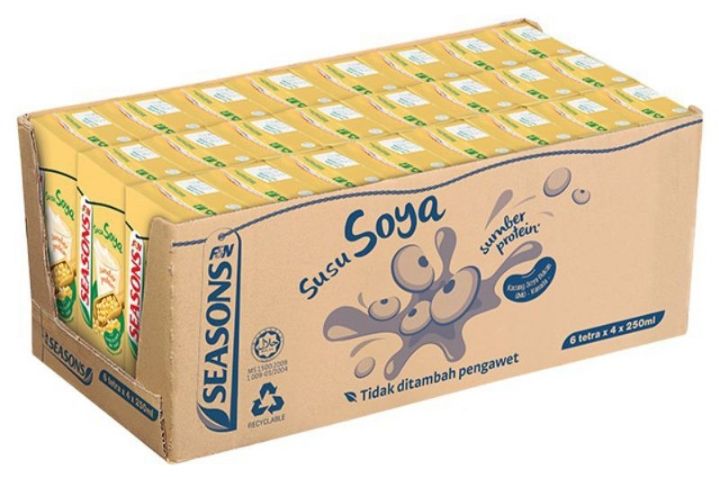 F&N SEASONS SOYA BEAN TETRA PACK 1 CARTON (24脳250 ML)