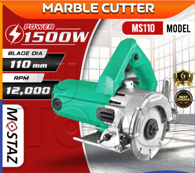 MOSTAZ 4” 1500Watt Marble Cutter MS110 Heavy Duty Quality Tools Diamond Cutter Concrete Tile Cutter Marble
