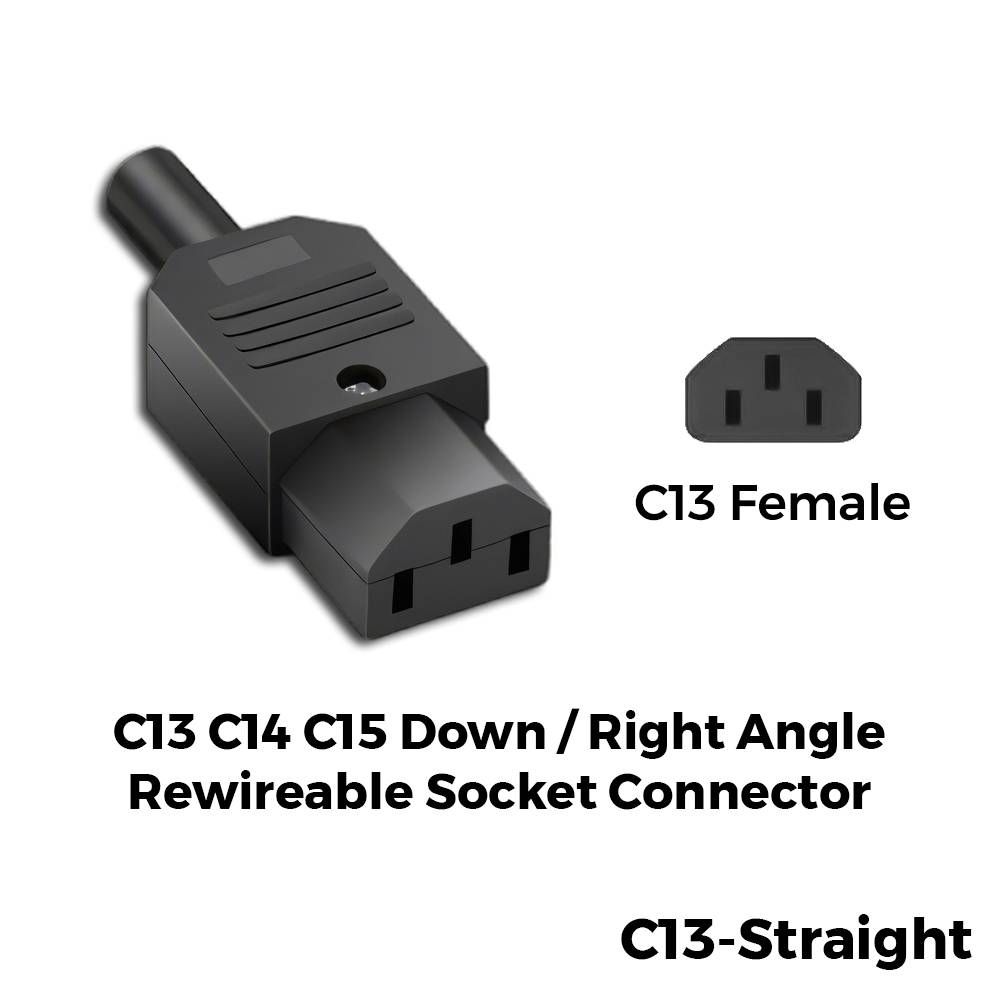 IEC320 C13 C14 C15 STRAIGHT / DOWN / RIGHT ANGLE REWIREABLE SOCKET CONNECTOR