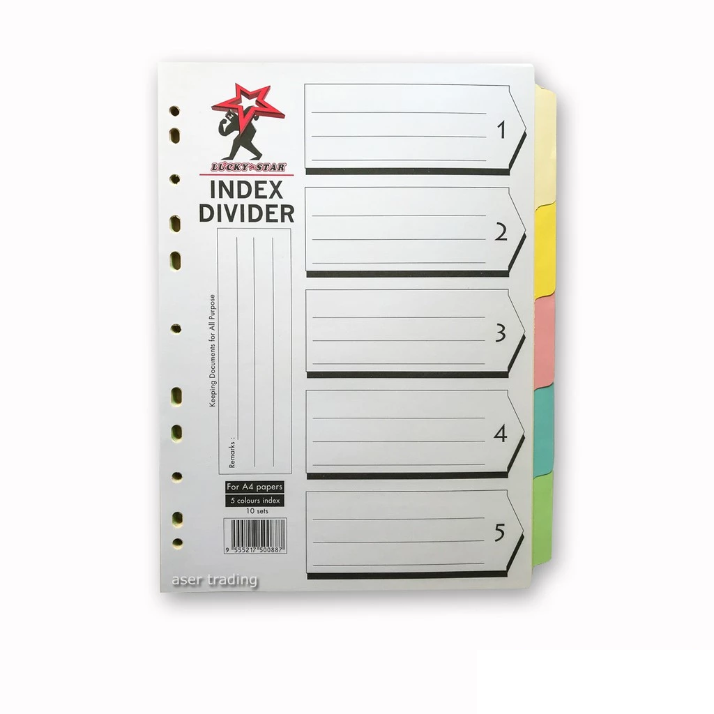 Lucky Star A4 Index Divider 5 Colours / 10 Colours (10 sets)