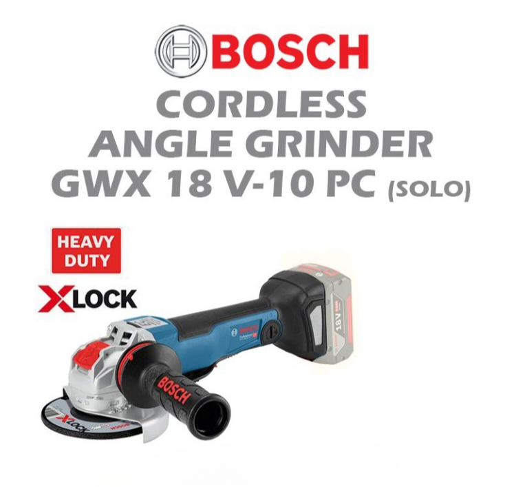 BOSCH CORDLESS ANGLE GRINDER WITH X-LOCK GWX 18V-10 PC (SOLO)