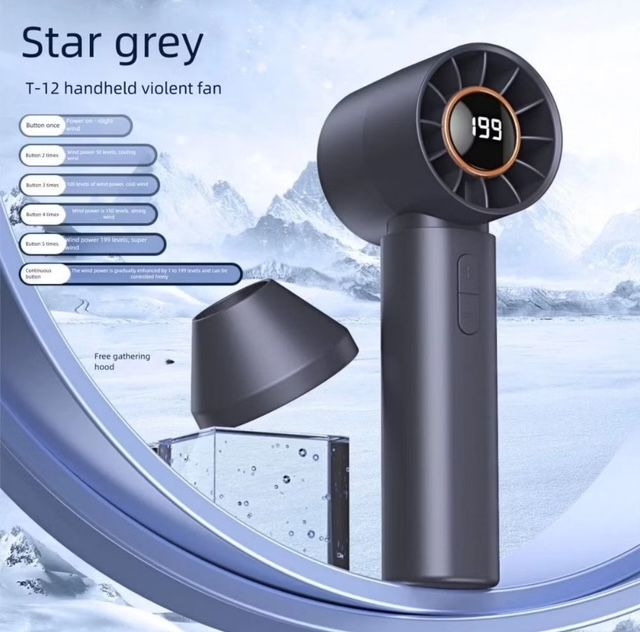 199 Speed Portable USB Mini Fan Rechargeable Handheld Fan with Led Display