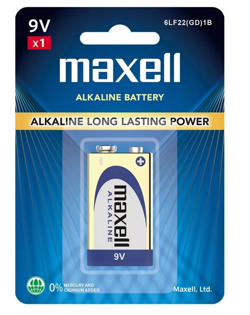 Maxell Alkaline 9V Battery (1pc shrink pack) 6LR61 1B