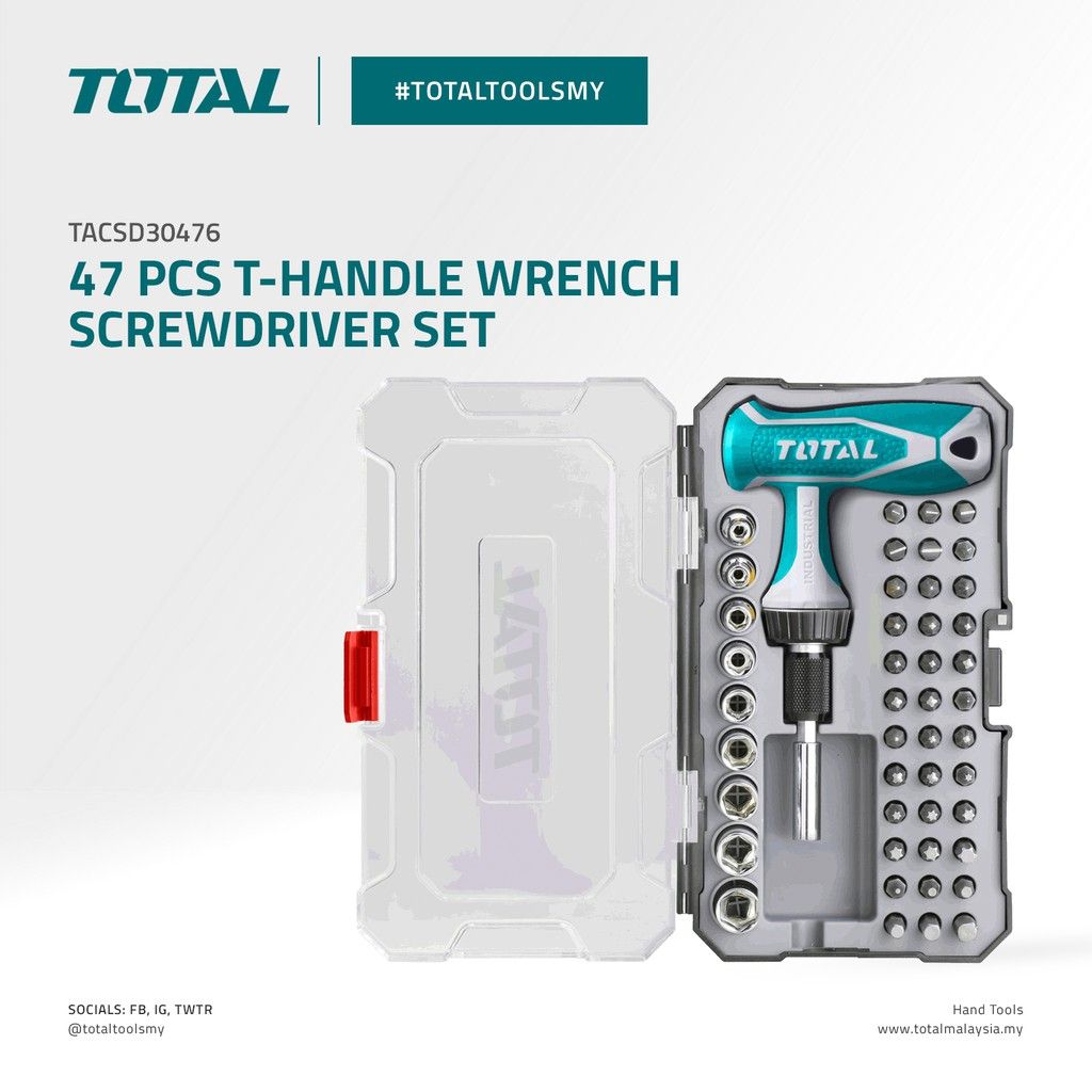 TOTAL T-HANDLE WRENCH SCREWDRIVER SET (47 PCS) TACSD30476
