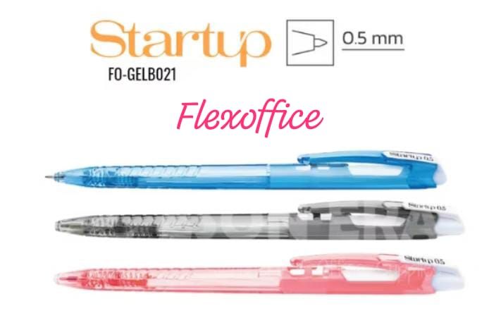 Flexoffice Startup Retractable Ball Pen 0.5mm / (Pen Mata Bulat 0.5mm) - Black / Blue / Red - 12pcs/box
