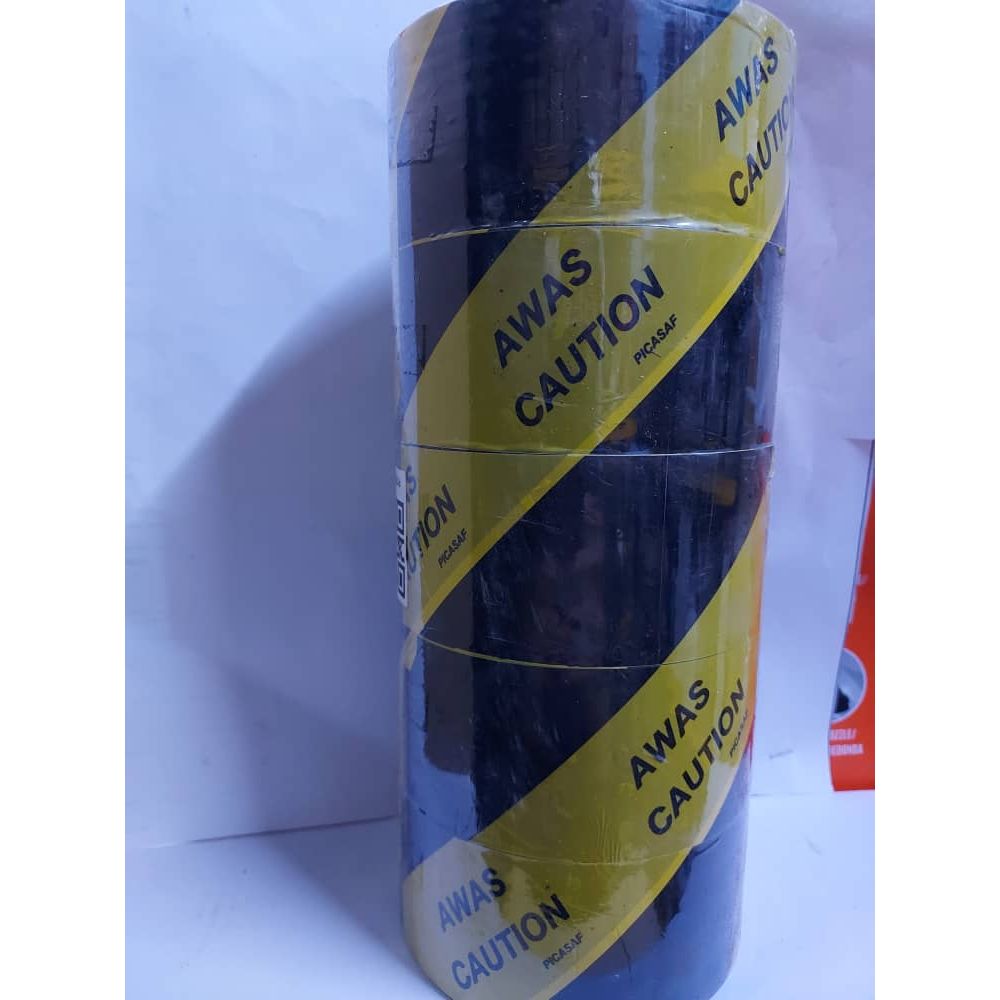 WARNING TAPE / BARRICADE TAPE / 48MM X 50M / YELLOW BLACK TAPE / ZEBRA TAPE / AWAS TAPE