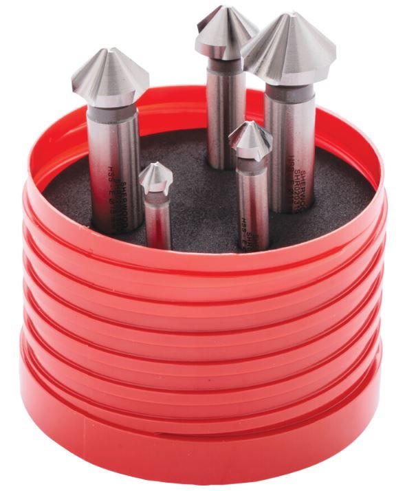 Sherwood Countersink Set, Countersink, Straight Shank, Set of 5, Cobalt High Speed Steel, Uncoated SHR0209260