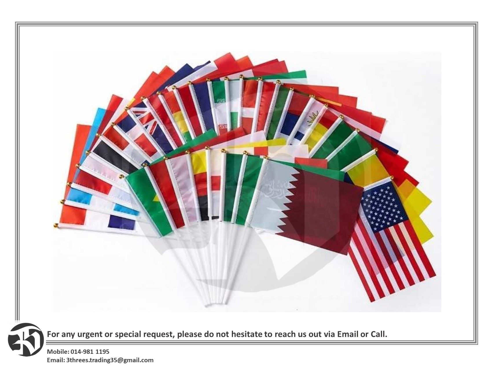 Polyester Hand Flag 14cm x 21cm