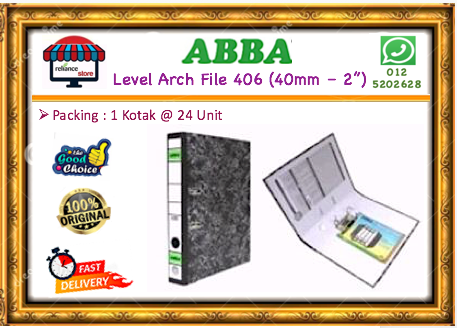 ABBA Lever Arch File 406 - 40mm (2 inci) # ABBA File # Option File # Spectra File # Jupiter File # Dokumen Arch Fail # RP0324 ( KTT : 1 Kotak @ 24 Unit )
