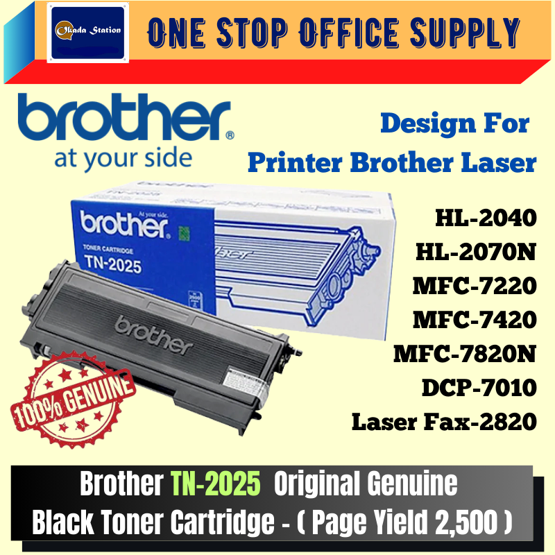 Brother TN-2025 Original Genuine Black Toner Cartridge - ( Page Yield 2,500 ) / Original Toner Cartridge / Printer Toner / Brother Toner / Toner Cartridge / Toner / Black Toner