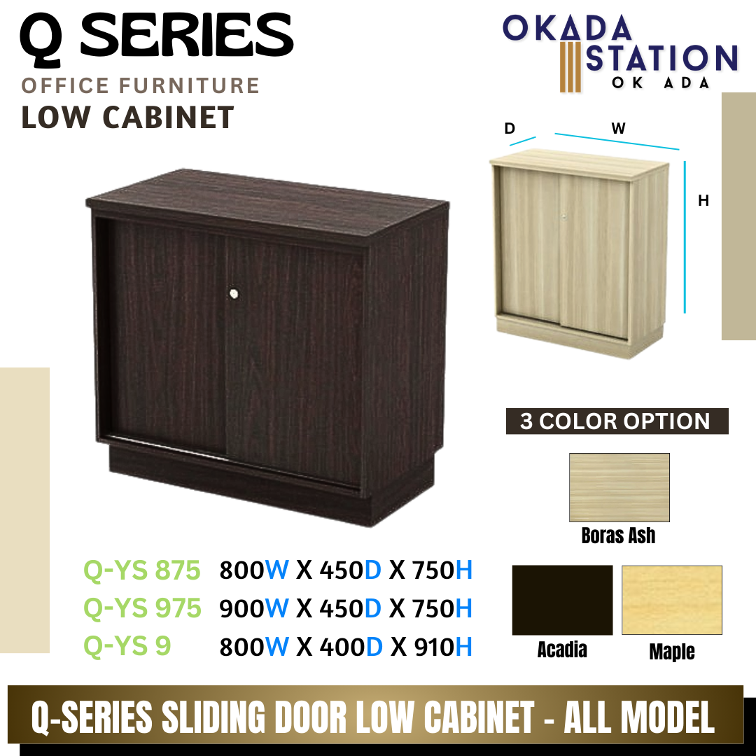 Q SERIES SLIDING DOOR LOW CABINET ALL MODEL - (Q-YS 875) , (Q-YS 975) & (Q-YS 9) / Q SERIES / WOODEN CABINET / LOW CABINET / SLIDING DOOR CABINET / CABINET / KABINET