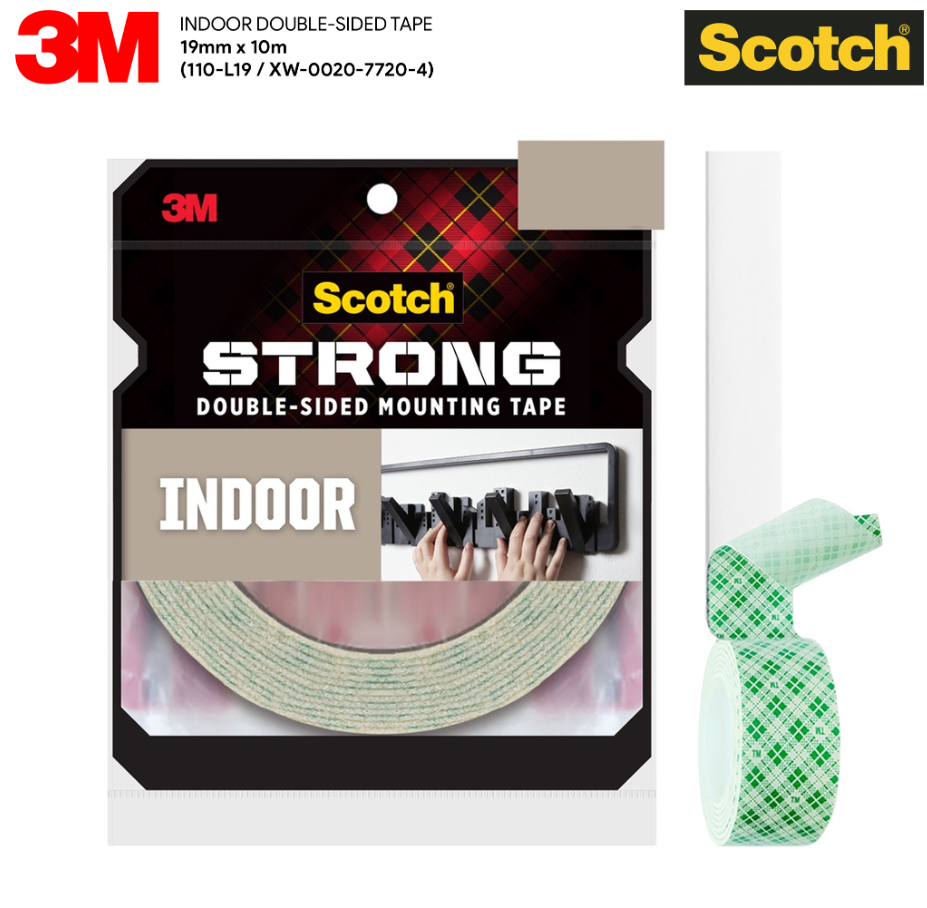 3M SCOTCH DOUBLE SIDED INDOOR MOUNTING TAPE 19MM X 10M - (110-L19)