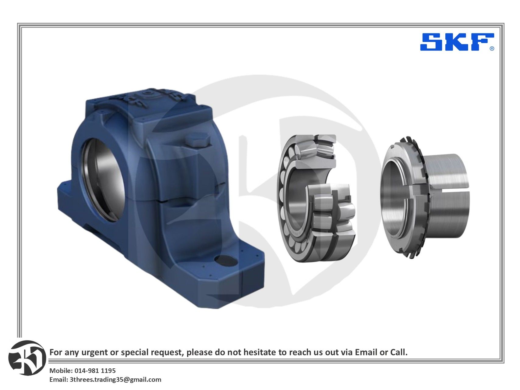 SKF SNL Plummer Block Housing for Bearing on Adapter Sleeve (SNL 520-617 + 22220 K + H 320)