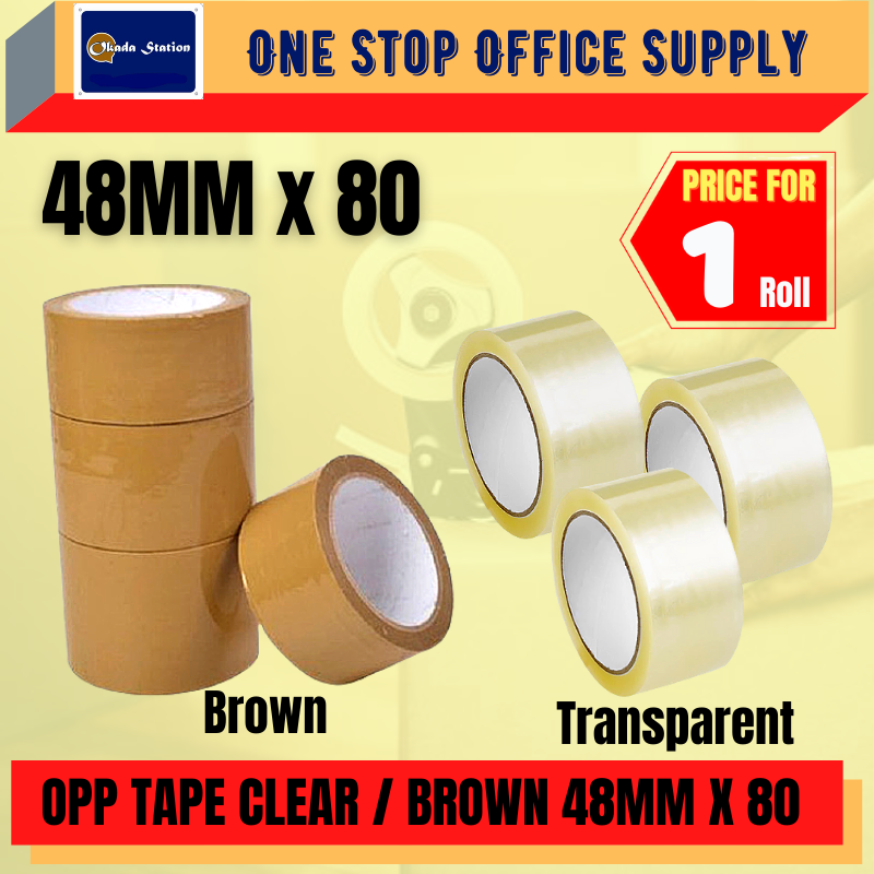 48MM X 80 YARD OKADA CLEAR & BROWN OPP TAPE / Okada / OPP Tape / Clear OPP Tape / Brown OPP Tape / Clear And Brown OPP Tape