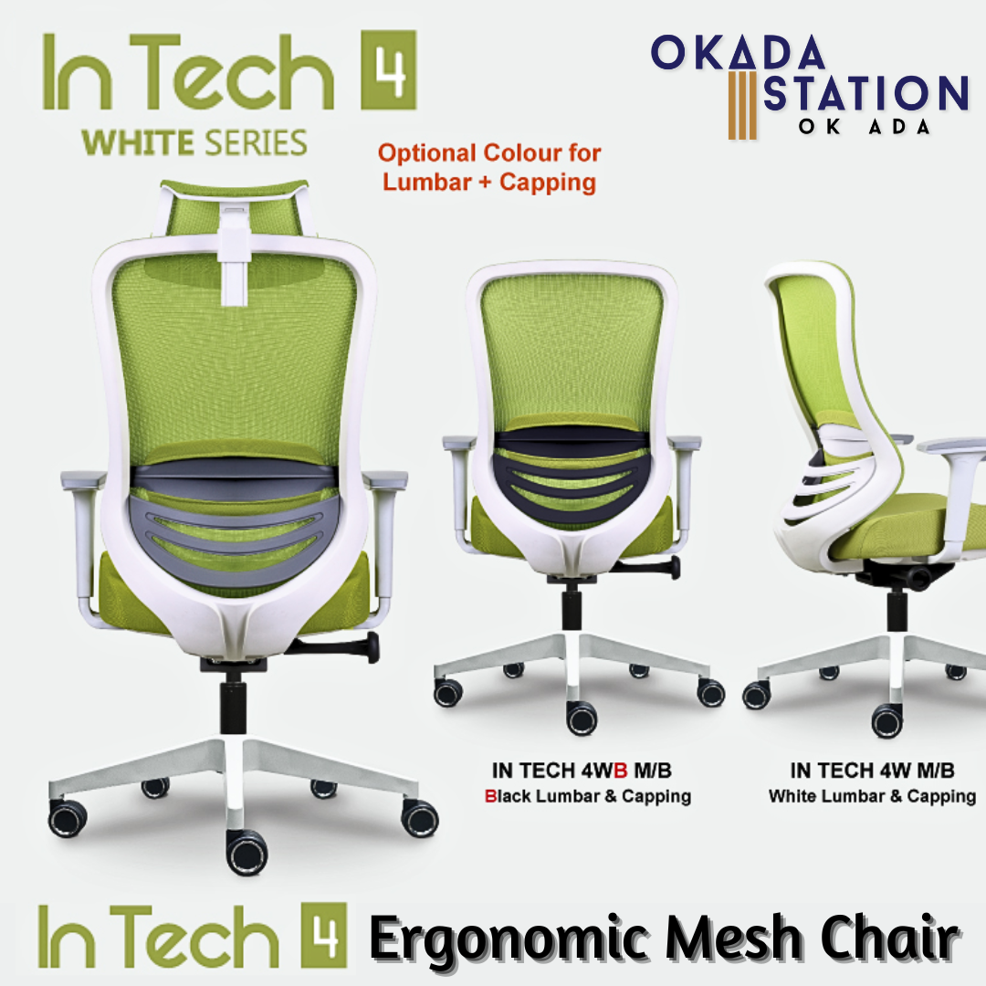CLASSIC CHAIR IN TECH 4 ERGONOMIC OFFICE MESH CHAIR WITH PP LEG - ALL SIZE (PU LEATHER) / CLASSIC CHAIR / MESH SERIES / IN TECH 4 SERIES / ERGONOMIC OFFICE CHAIR / MESH CHAIR / ERGONOMIC MESH CHAIR / OFFICE CHAIR / CHAIR / IN TECH 4