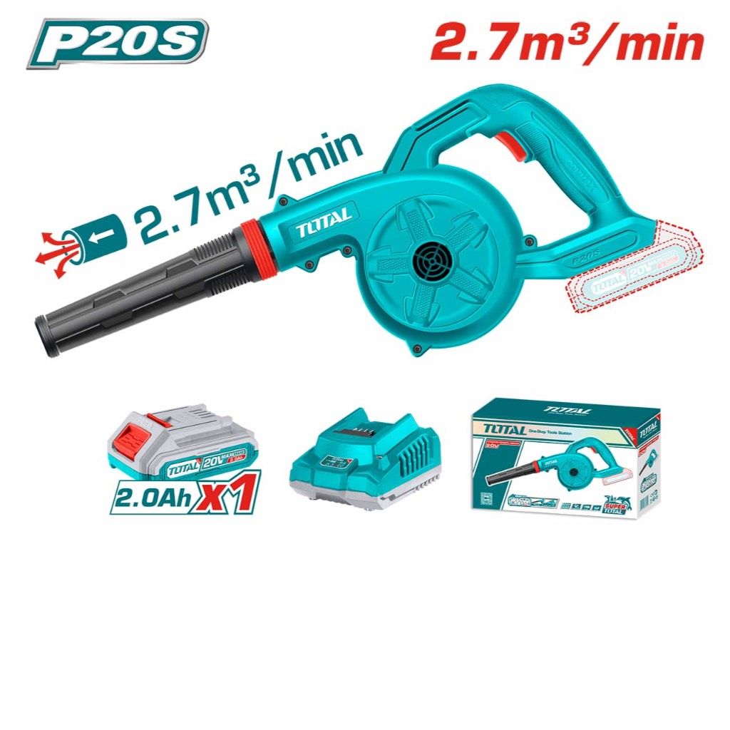 TOTAL LI-ION BLOWER (20V) SINGLE SPEED + 2.0AH BATTERY + CHARGER P20S TABLI200281