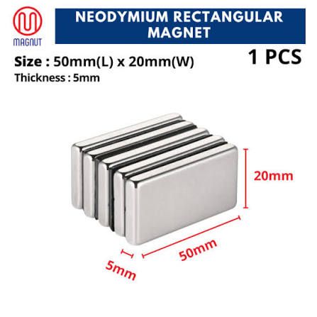 Neodtmium Rectangular magnet size 20mmx5mm