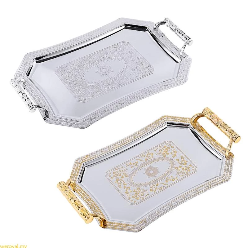 OEM European Golden Carved Stainless Steel Fruit Tray