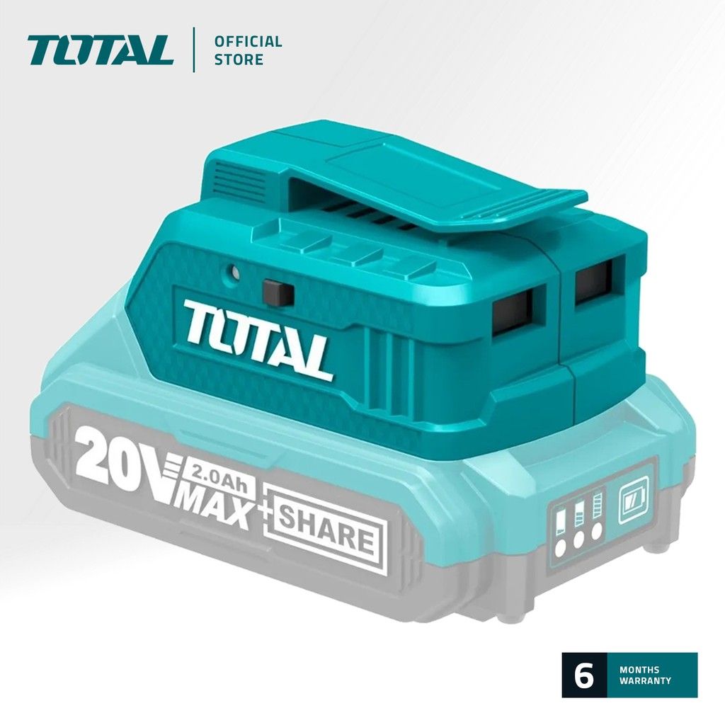TOTAL TUCLI2001 LI-ION USB-A CHARGER (2 USB-A OUTLETS THAT OFFERS 5W AND 10W CHARGING. CABLE IS NOT INCLUDED.)