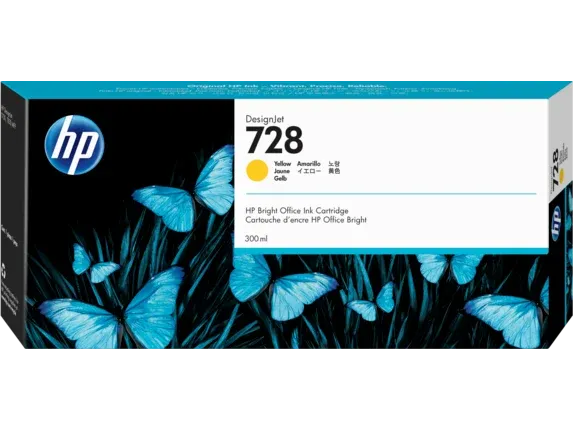 Genuine Malaysia HP Warranty - HP 728 Yellow 300ml Ink Catridge