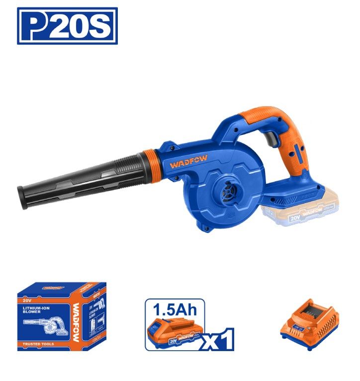 WADFOW LI-ION BLOWER, MAX. AIR SPEED: 216KM/H + 1.5AH BATTERY (2 PCS) + CHARGER (20V) P20S WBLP511