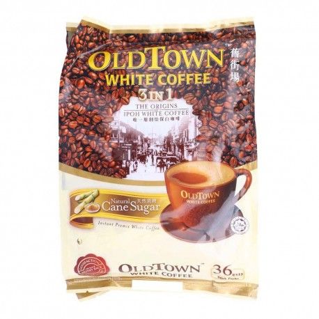 OLD TOWN WHITE COFFEE 3IN1 NATURAL CANE SUGAR PACK 15 X 36G