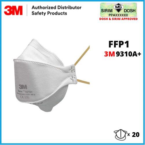 3M 9310 9312 9320 9322 9332 SIRIM AND DOSH APPROVED, 3M Aura Foldable Particulate Respirator 9310, 9312, 9320, 9322, 9332 Series