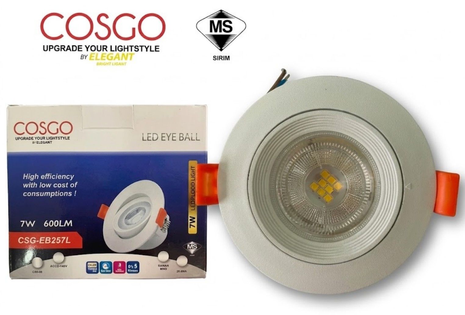 COSGO LED EYEBALL ROUND WHITE 7W 3000K