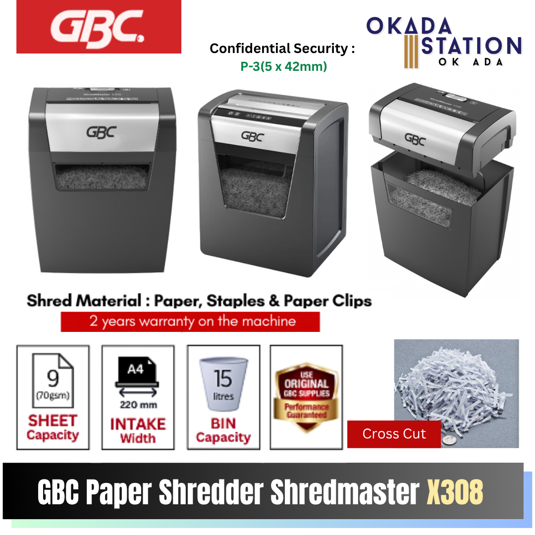 GBC Paper Shredder ShredmasterX308 / X308 / Small Office Paper Shredder / Home Office Paper Shredder / Cross Cut / Mesin Pencincang / Mesin Potong Kertas