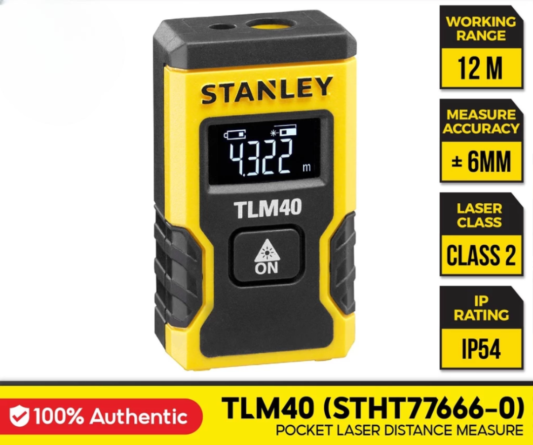 STANLEY POCKET LASER DISTANCE MEASURE (12M/40FT) STHT77666-0