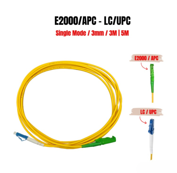 E2K/APC – LC/UPC SIMPLEX SINGLE MODE 3.0 YELLOW PATCH CORD (3M ,5M,) PC502