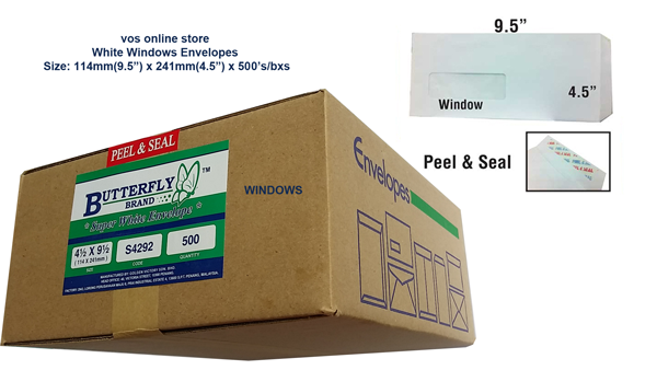 White Envelope - Window - 4.5" x 9.5"(500's/boxes)