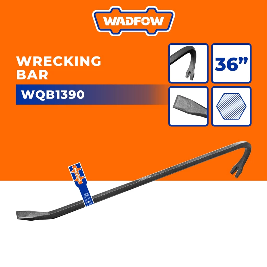 WADFOW WRECKING BAR CARBON STEEL CROWBAR (36"/900MM) (WQB1390)