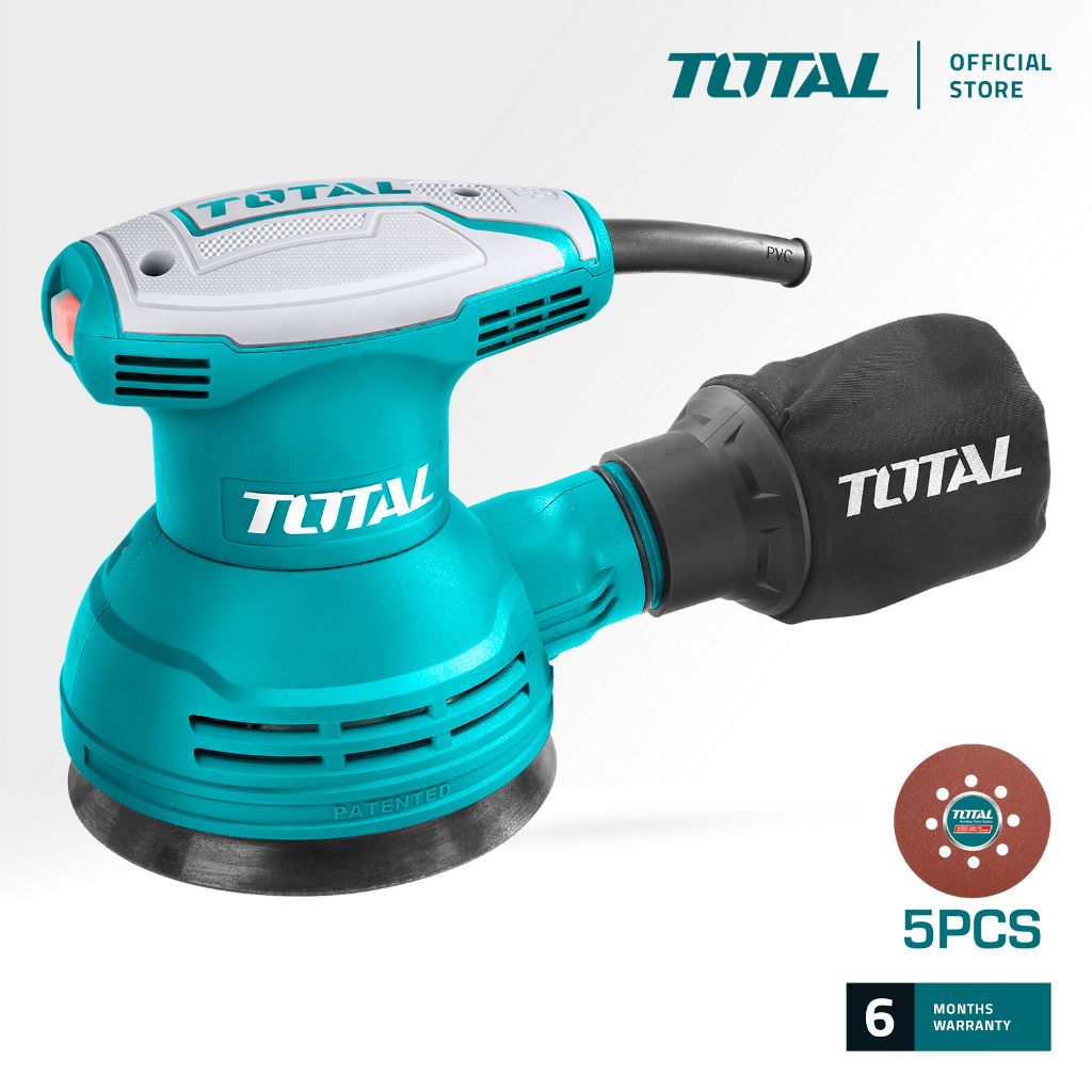 TOTAL TF2031256 ROTARY SANDER (FREE 5 PCS SANDING SHEETS.)