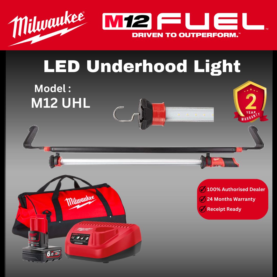 Milwaukee M12 LED Underhood Light 1350 Lumen / UHL / Flash Light / Lampu Bumbung / Flood Light / Work Light / Lampu Kerja / Milwaukee Light / Milwaukee Lampu
